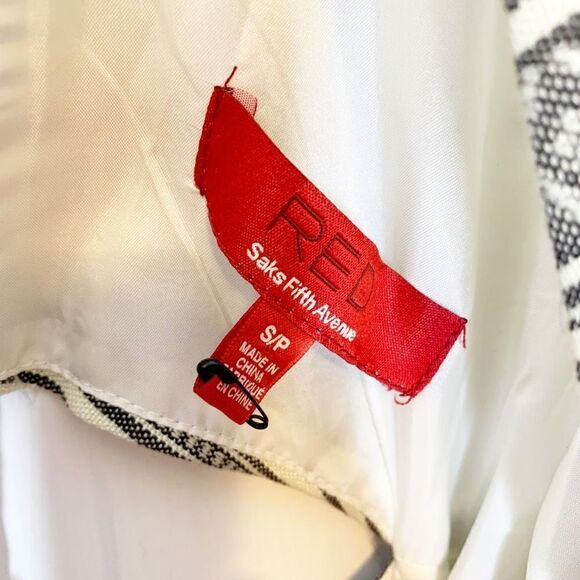 Red Saks Fifth Ave Sleeveless Tribal Print Fit & Flare Dress Back Cut Outs S/P - Picture 8 of 12